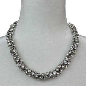 BCBG MaxAzria Silver Diamond Choker Statement Necklace
